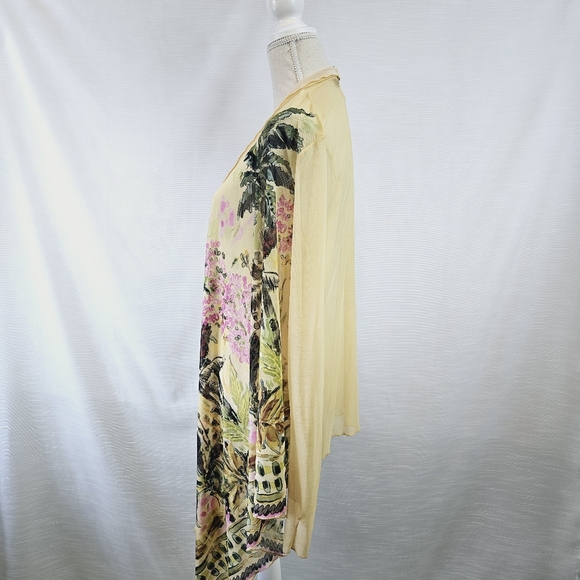NWT Petit Pois by Viviana G Sheer Palm Tree Print Cardigan size Small/Medium - Picture 6 of 10